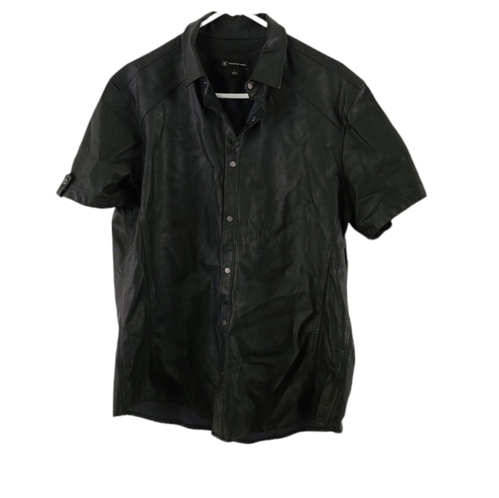 INC International Concepts Black Casual Button Down Shirt